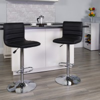 Flash Furniture Contemporary Black Vinyl Adjustable Height Bar Stool with Chrome Base CH-92023-1-BK-GG